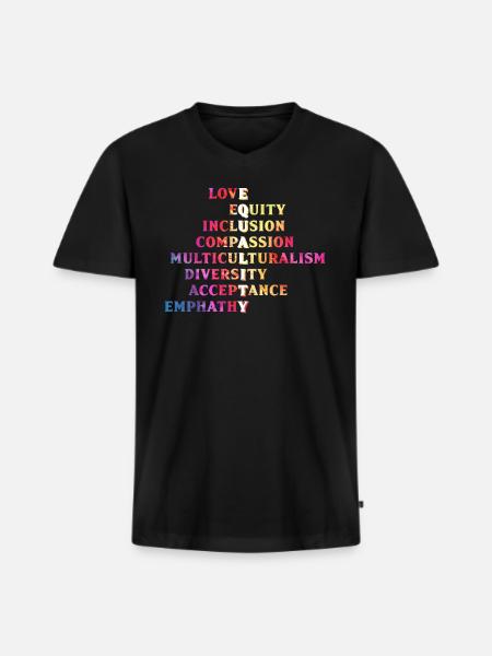 Inclusion, acceptation, handicap, solidarité - T-shirt encolure en V Premium bio Homme - noir