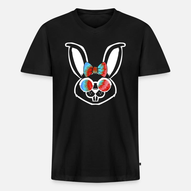 Hasengesicht Cooler Osterhase mit Brille - Männer Premium Bio T-Shirt mit V-Ausschnitt - Schwarz
