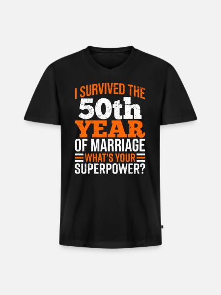 50 years of marriage survives golden wedding anniversary - Men's Premium Organic T-shirt with V-neck - black