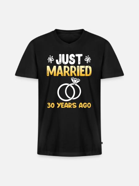 Lige gift 30 år 30 års bryllupsdag - Premium økologisk T-shirt med V-hals til mænd - sort