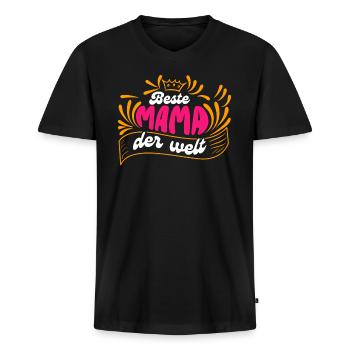 Beste Mama der Welt Muttertag weltbeste Mama - Männer Premium Bio T-Shirt mit V-Ausschnitt - Schwarz - Vorne - Nico (187cm)