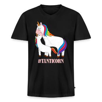 Einhorn cool Muttertag Tanten Einhörner - Männer Premium Bio T-Shirt mit V-Ausschnitt - Schwarz - Vorne - Nico (187cm)