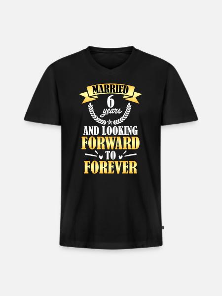 Sockerbröllop 6: e bröllopsdag - Ekologisk premium-T-shirt med V-ringning herr - svart