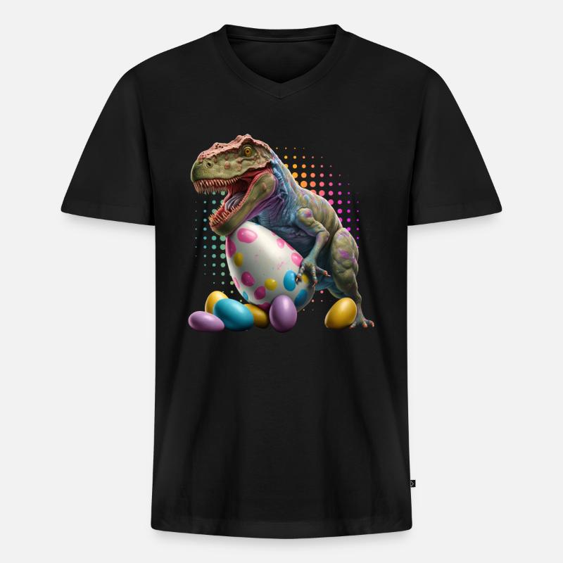 Eggspert Eiersuche Dinosaurier Ostereier - Männer Premium Bio T-Shirt mit V-Ausschnitt - Schwarz