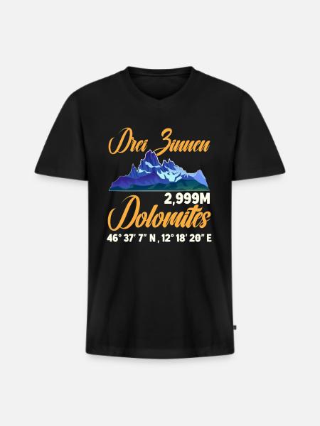 Three Peaks Dolomites climbers - Men's Premium Organic T-shirt with V-neck - black