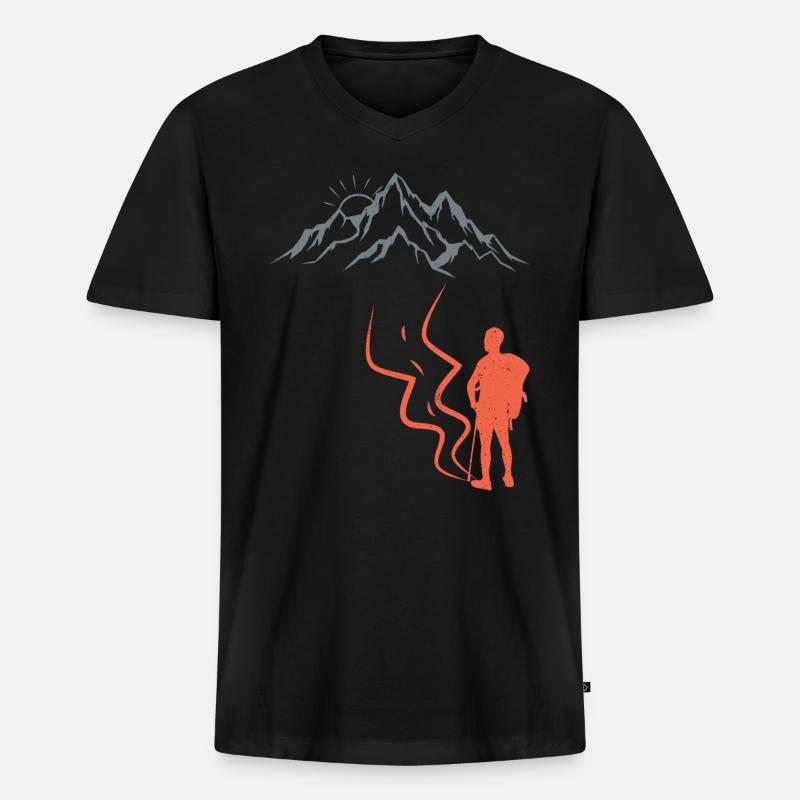 klettern Bergsteiger Wanderer Summit - Männer Premium Bio T-Shirt mit V-Ausschnitt - Schwarz