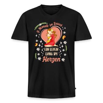 Werdende Mama 2024 9 Monate im Bauch Mütter - Männer Premium Bio T-Shirt mit V-Ausschnitt - Schwarz - Vorne - Nico (187cm)
