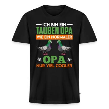 Tauben Opa Taubenhalter Tauben Fan Männer - Männer Premium Bio T-Shirt mit V-Ausschnitt - Schwarz - Vorne - Nico (187cm)