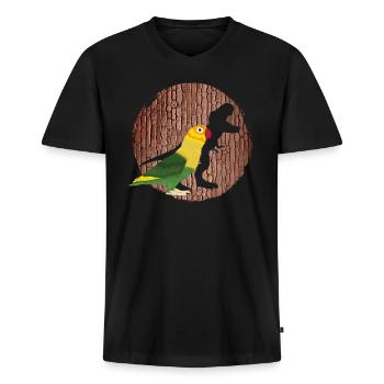 Lovebird Dinosaurier Fan Papagei Halter Lovebirds - Männer Premium Bio T-Shirt mit V-Ausschnitt - Schwarz - Vorne - Nico (187cm)