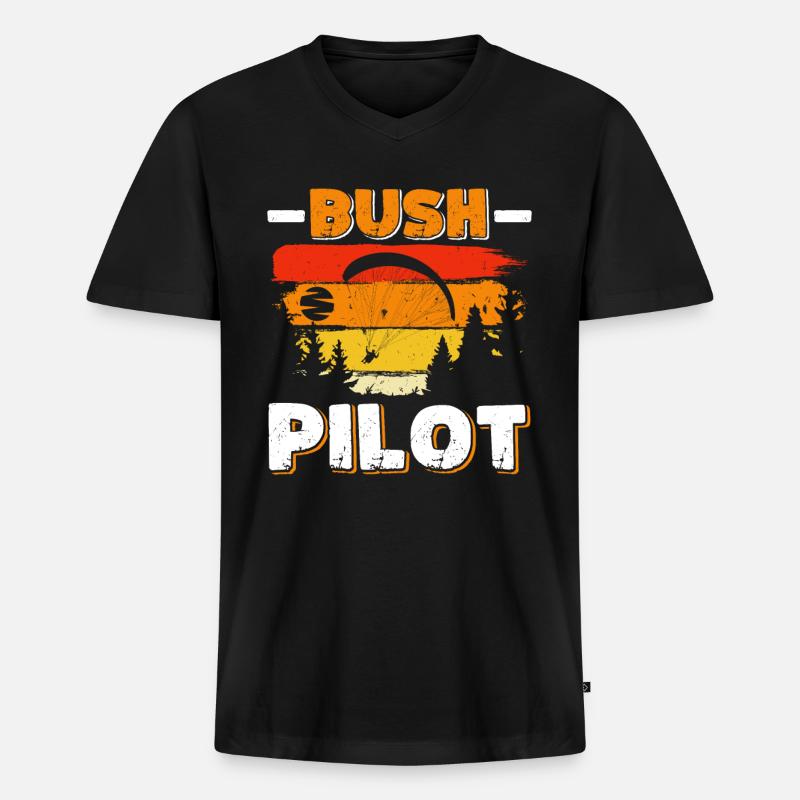 Paraglider Bush Pilot Gleitschirmflieger - Männer Premium Bio T-Shirt mit V-Ausschnitt - Schwarz