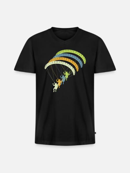 Paragliding Paragliding Pilot Shirt - Men's Premium Organic T-shirt with V-neck - black
