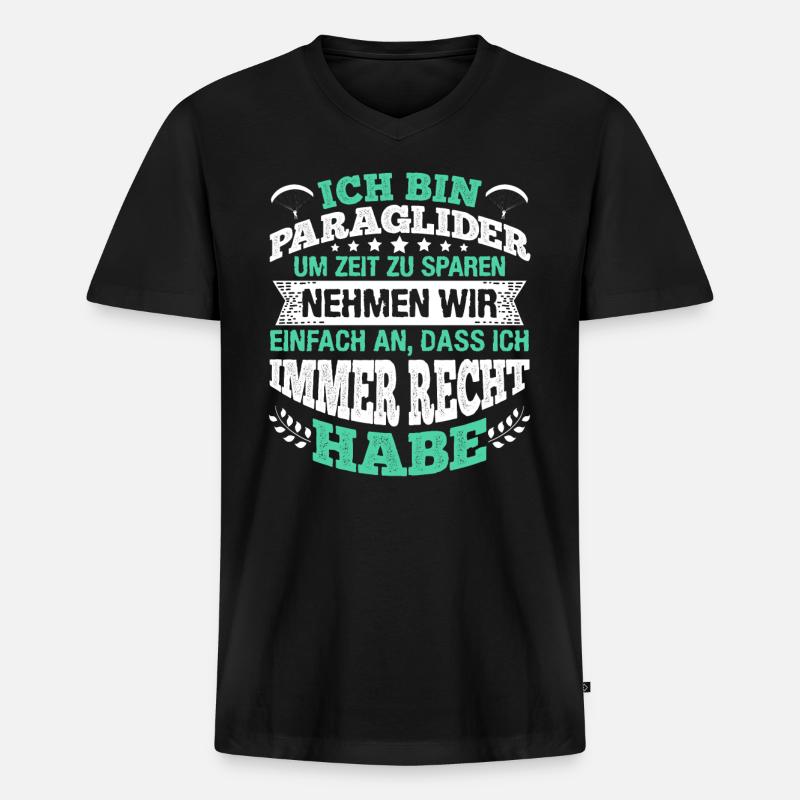 Gleitschirmflieger Ich bin Paraglider Pilot - Männer Premium Bio T-Shirt mit V-Ausschnitt - Schwarz