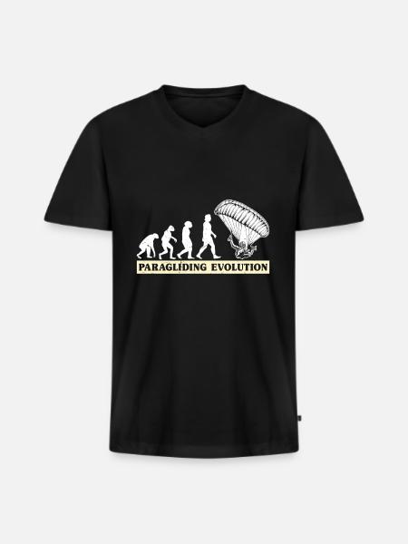Paragliding Evolution Gleitschirmflieger - Männer Premium Bio T-Shirt mit V-Ausschnitt - Schwarz