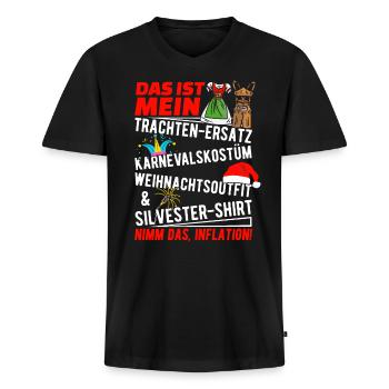 Trachten Ersatz Nimm Das Inflation Trachtenshirt - Männer Premium Bio T-Shirt mit V-Ausschnitt - Schwarz - Vorne - Nico (187cm)