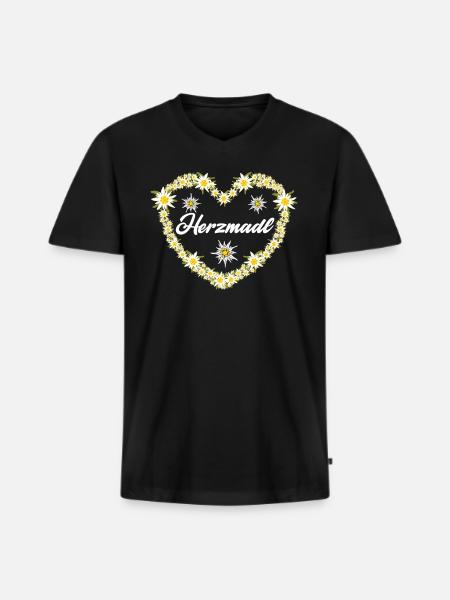 Herzmadl Bayern Trachten Shirt - Men's Premium Organic T-shirt with V-neck - black