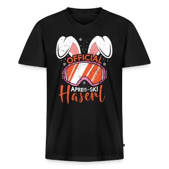 Official Apres-Ski Haserl Skihasen Skifahren - Männer Premium Bio T-Shirt mit V-Ausschnitt - Schwarz - Vorne - Nico (187cm)