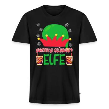 Glühwein Elfe Santa Weihnachtsmarkt - Männer Premium Bio T-Shirt mit V-Ausschnitt - Schwarz - Vorne - Nico (187cm)