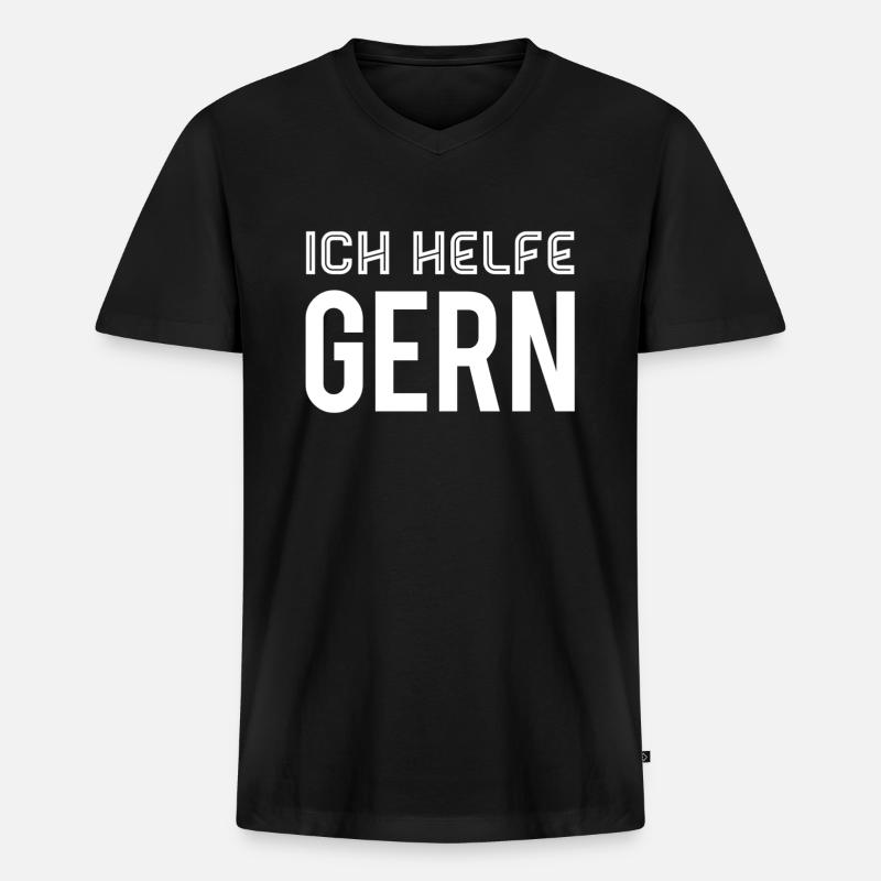 ich bin hilfsbereit - Männer Premium Bio T-Shirt mit V-Ausschnitt - Schwarz