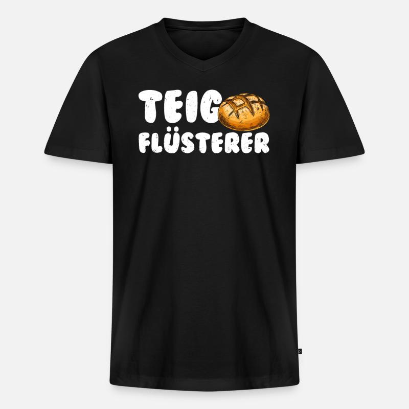 Teigflüsterer Backliebhaber Backfans Backen - Männer Premium Bio T-Shirt mit V-Ausschnitt - Schwarz