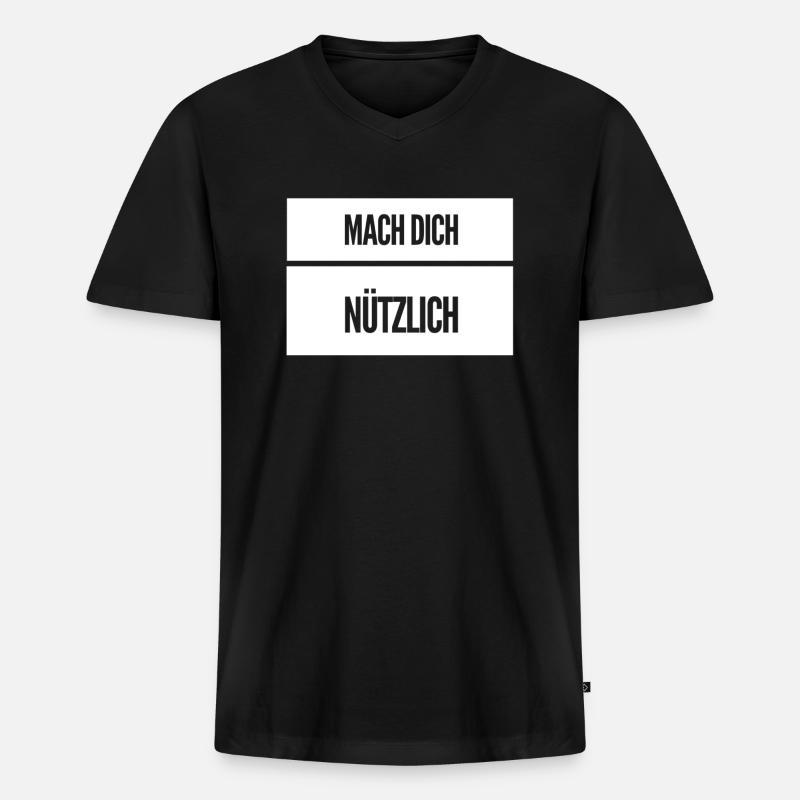 mach endlich was nützliches - Männer Premium Bio T-Shirt mit V-Ausschnitt - Schwarz