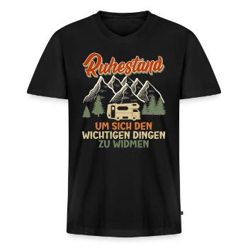 Ruhestand Um sich den Wichtigen Dingen zu Widmen - Männer Premium Bio T-Shirt mit V-Ausschnitt - Schwarz - Vorne - Nico (187cm)