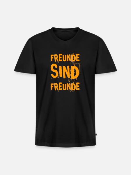 Freunde sind wunderbar - Männer Premium Bio T-Shirt mit V-Ausschnitt - Schwarz