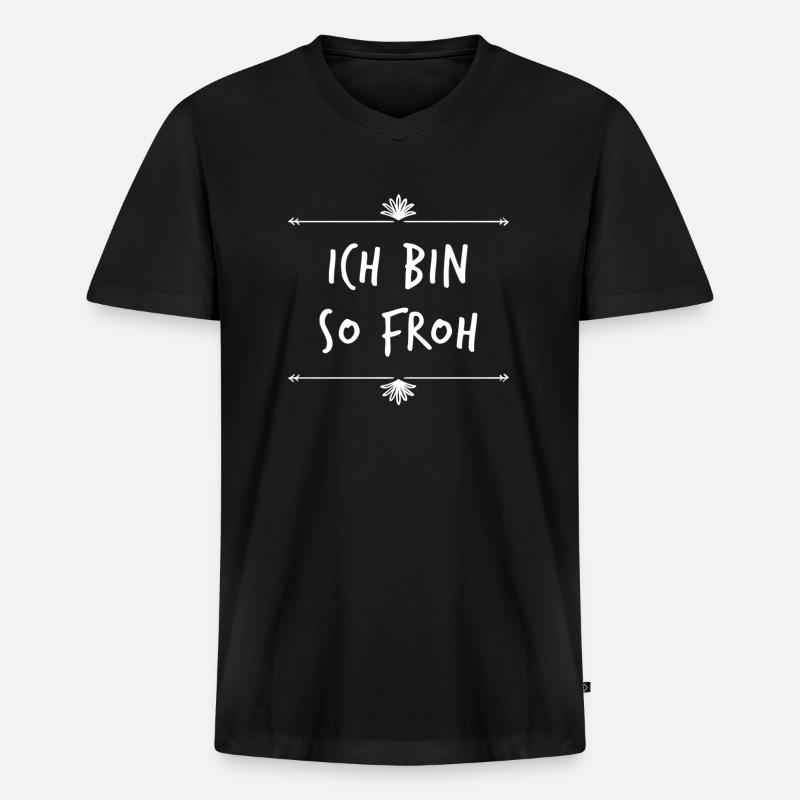 das freut mich - Männer Premium Bio T-Shirt mit V-Ausschnitt - Schwarz