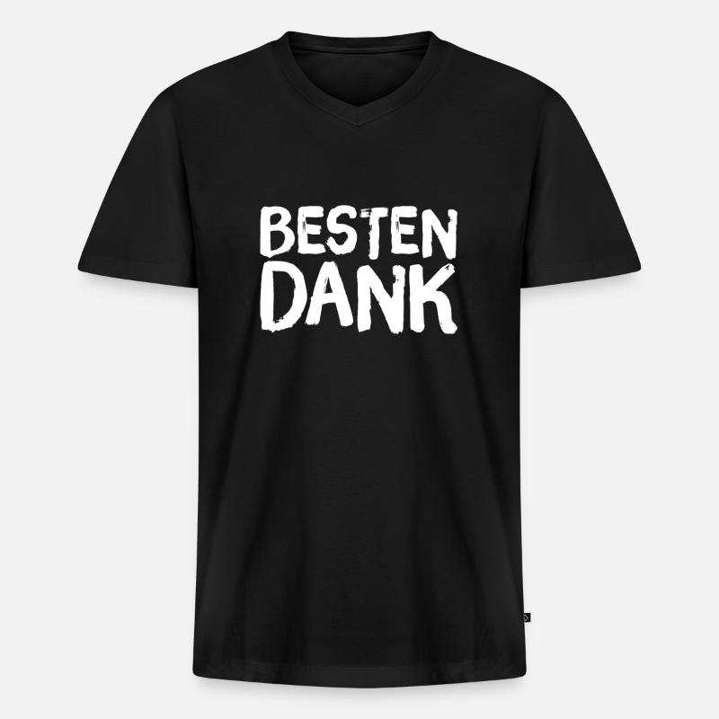 ich danke dir - Männer Premium Bio T-Shirt mit V-Ausschnitt - Schwarz