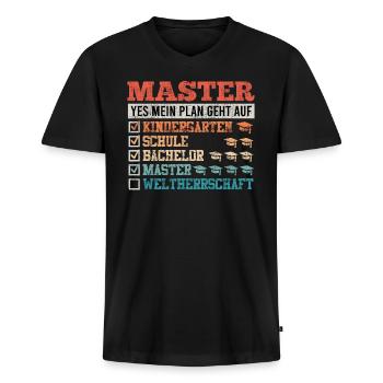Masterabschluss Master Bestanden Masterarbeit - Männer Premium Bio T-Shirt mit V-Ausschnitt - Schwarz - Vorne - Nico (187cm)