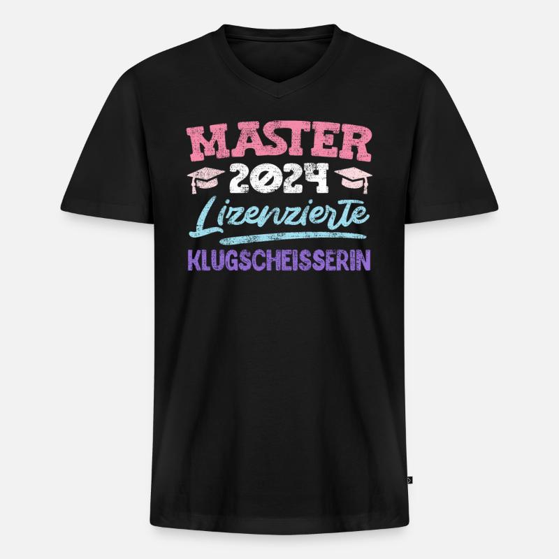 Master 2024 Lizenzierte Klugscheisserin Master's - Männer Premium Bio T-Shirt mit V-Ausschnitt - Schwarz