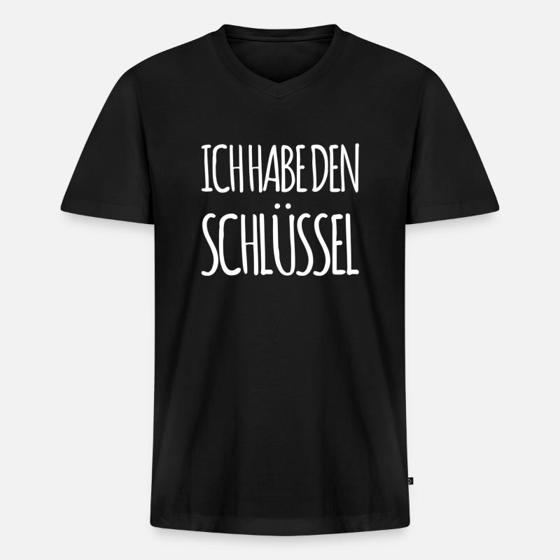 ich besitze den Schlüssel - Männer Premium Bio T-Shirt mit V-Ausschnitt - Schwarz