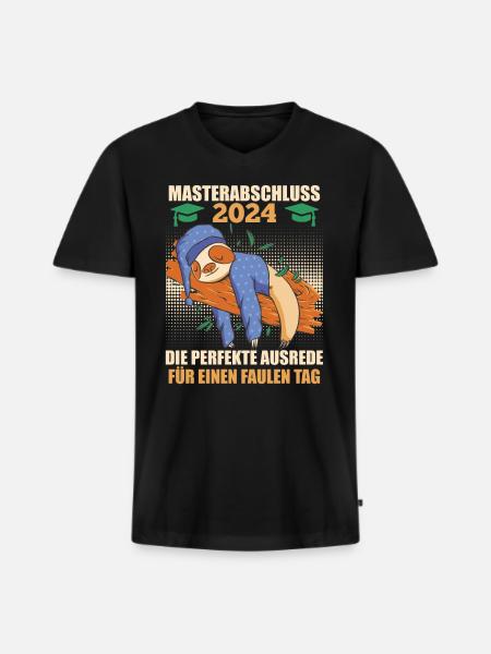 Masterabschluss 2024 Perfekte Ausrede Masterarbeit - Männer Premium Bio T-Shirt mit V-Ausschnitt - Schwarz
