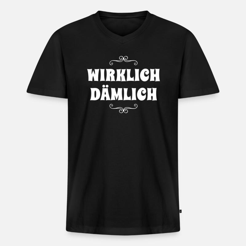 wie dämmlich - Männer Premium Bio T-Shirt mit V-Ausschnitt - Schwarz