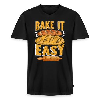 Bake it Easy Brotbäcker Backliebe Backstube - Männer Premium Bio T-Shirt mit V-Ausschnitt - Schwarz - Vorne - Nico (187cm)