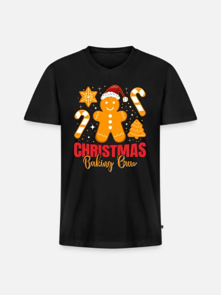Backfans Christmas Baking Crew Plätzchen - Männer Premium Bio T-Shirt mit V-Ausschnitt - Schwarz