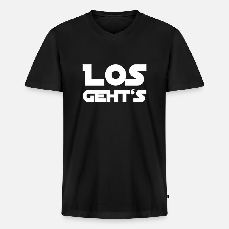der Anfang - Männer Premium Bio T-Shirt mit V-Ausschnitt - Schwarz