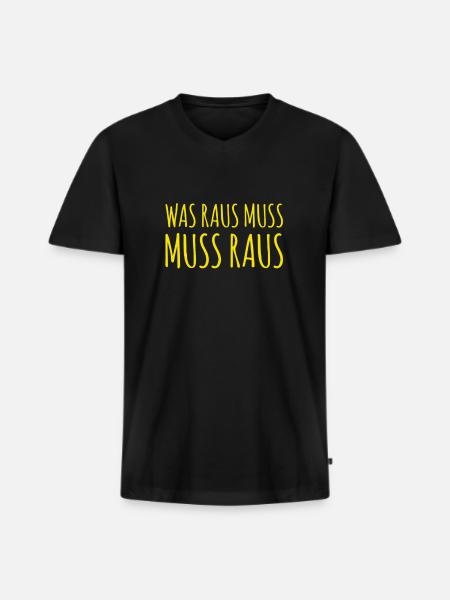 es muss raus - Männer Premium Bio T-Shirt mit V-Ausschnitt - Schwarz