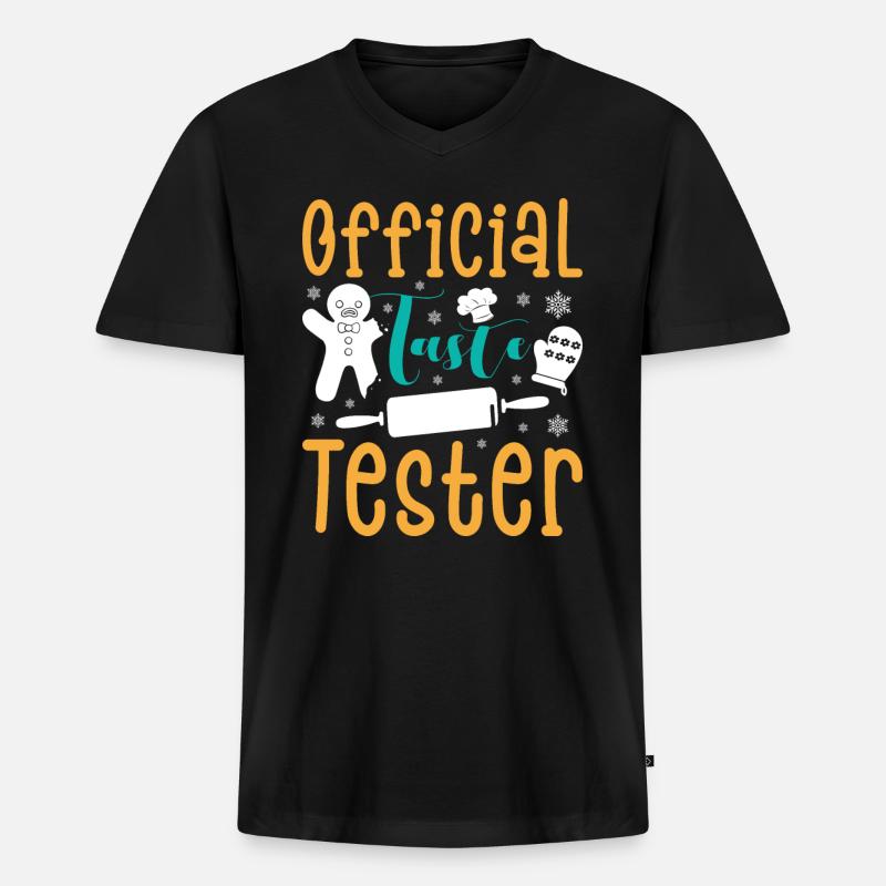 Plätzchen Official Taste Tester Weihnachtsgebäck - Männer Premium Bio T-Shirt mit V-Ausschnitt - Schwarz