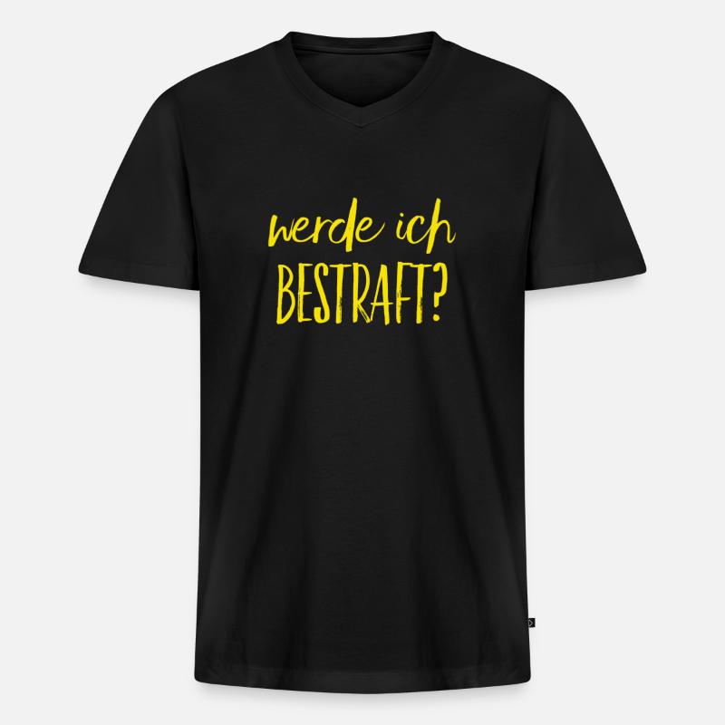 was wird die Strafe sein? - Männer Premium Bio T-Shirt mit V-Ausschnitt - Schwarz