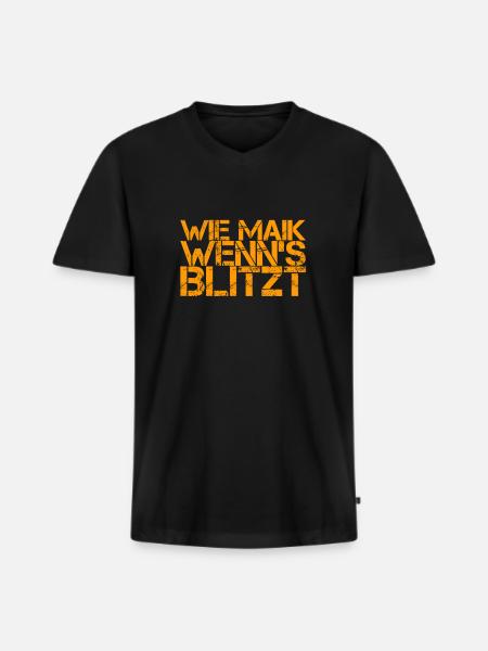 wenn es blitzt - Männer Premium Bio T-Shirt mit V-Ausschnitt - Schwarz