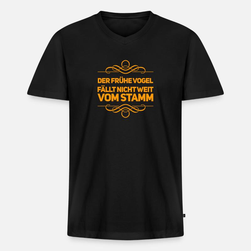 ich bin ein früher Vogel - Männer Premium Bio T-Shirt mit V-Ausschnitt - Schwarz