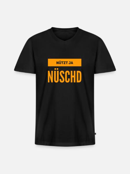 nützt ja nüschd - Männer Premium Bio T-Shirt mit V-Ausschnitt - Schwarz