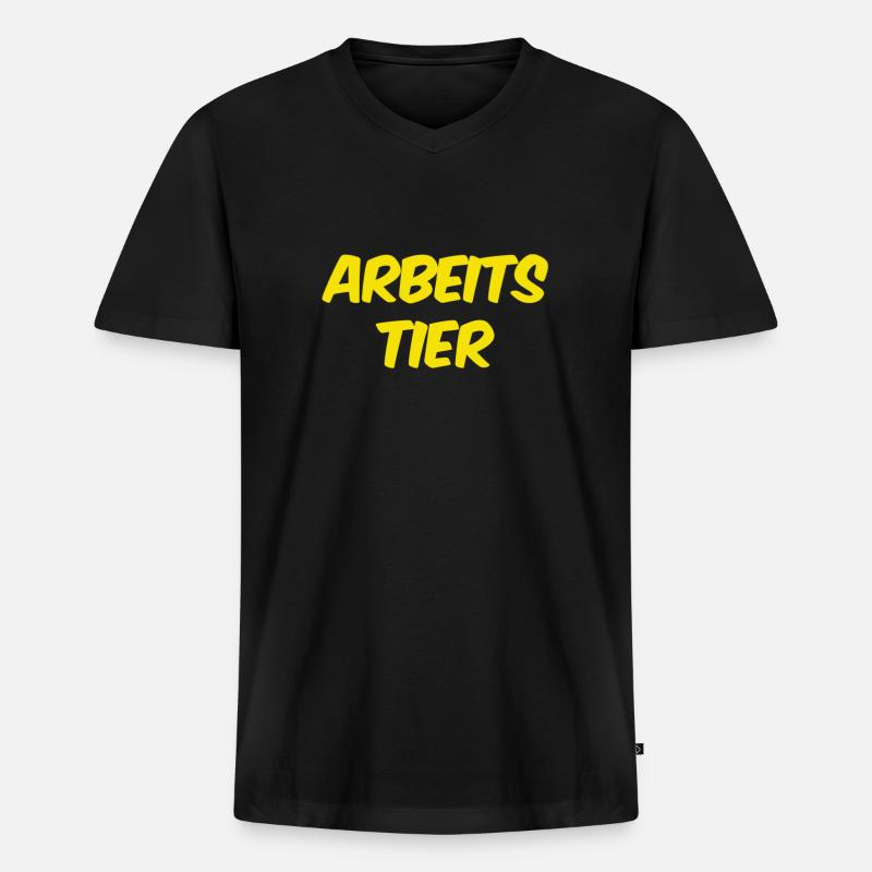 Arbeitstier - Männer Premium Bio T-Shirt mit V-Ausschnitt - Schwarz