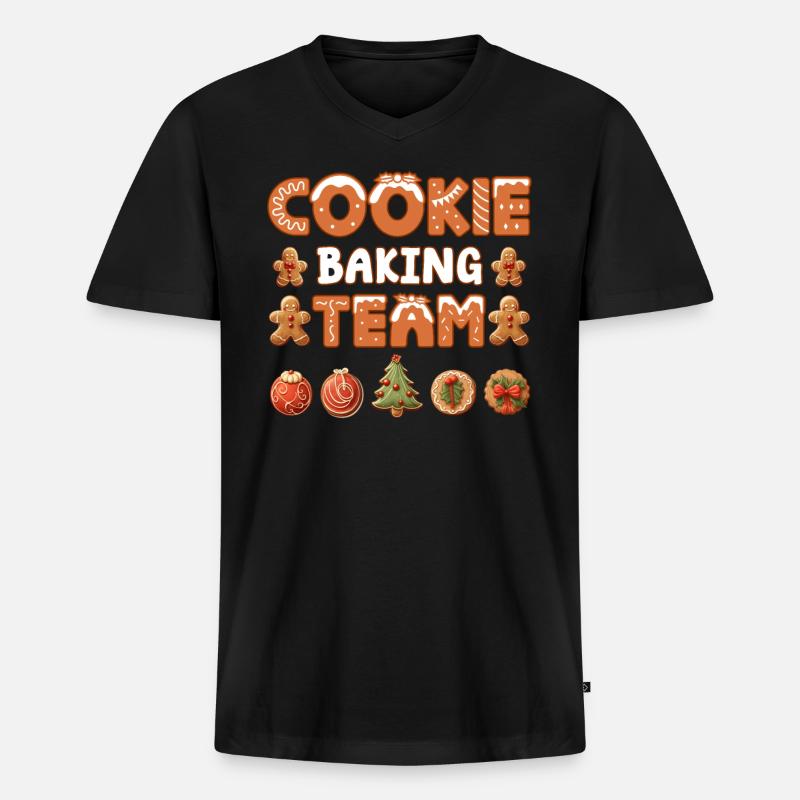Plätzchen Cookie Baking Team Weihnachten - Männer Premium Bio T-Shirt mit V-Ausschnitt - Schwarz