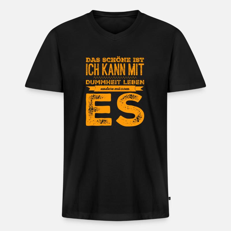 Dummheit - Männer Premium Bio T-Shirt mit V-Ausschnitt - Schwarz