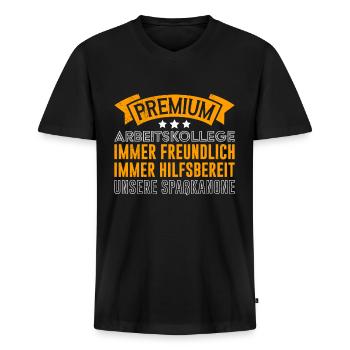 Premium Arbeitskollege Immer Freundlich - Männer Premium Bio T-Shirt mit V-Ausschnitt - Schwarz - Vorne - Nico (187cm)