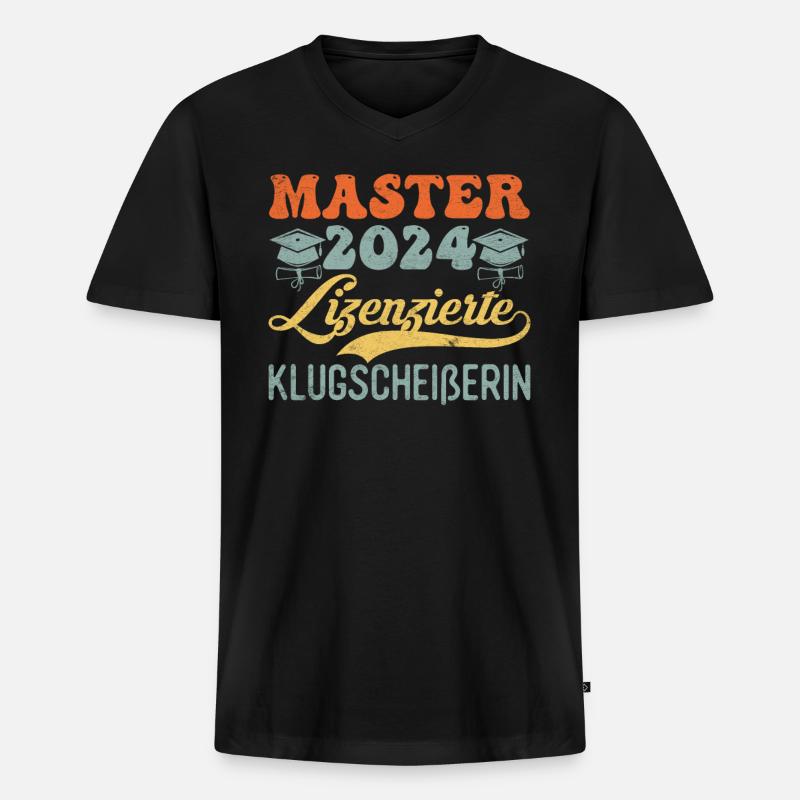 Master 2024 Lizenzierte Klugscheißerin Abschluss - Männer Premium Bio T-Shirt mit V-Ausschnitt - Schwarz