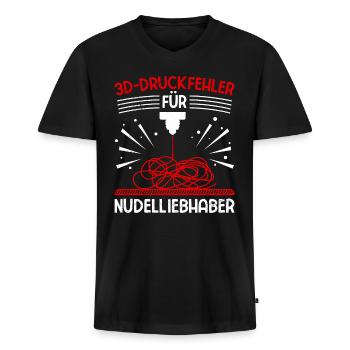 3D Druckfehler für Nudelliebhaber 3-D Druck - Männer Premium Bio T-Shirt mit V-Ausschnitt - Schwarz - Vorne - Nico (187cm)