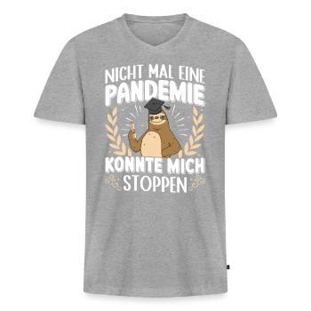 Master La pandémie n'a pas pu m'arrêter - T-shirt encolure en V Premium bio Homme - gris chiné - Devant