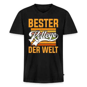 Bester Kollege der Welt Mitarbeiter Bürokollege - Männer Premium Bio T-Shirt mit V-Ausschnitt - Schwarz - Vorne - Nico (187cm)
